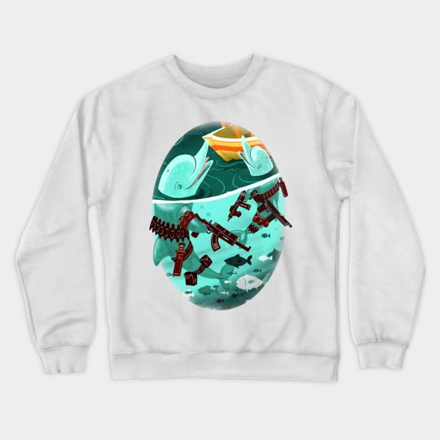 Assassin Dolphins Crewneck Sweatshirt by washburnillustration